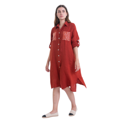 6071 RUGGINE ITALIAN LINEN DRESS