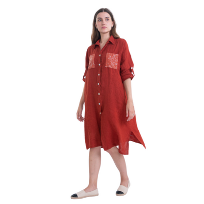 6071 RUGGINE ITALIAN LINEN DRESS