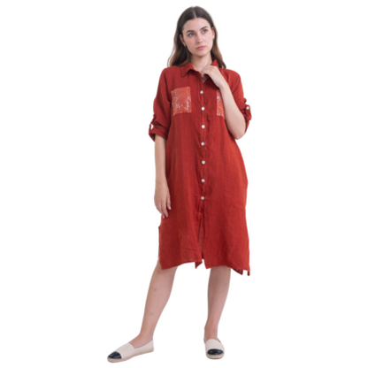 6071 RUGGINE ITALIAN LINEN DRESS
