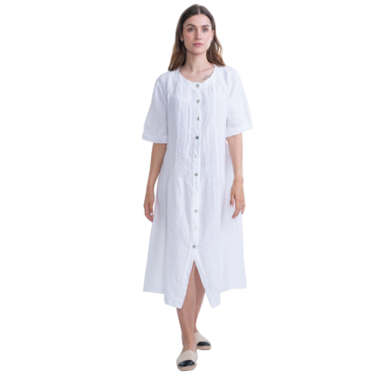 VERA MAY ITALIAN LINEN WHITE DRESS 6077
