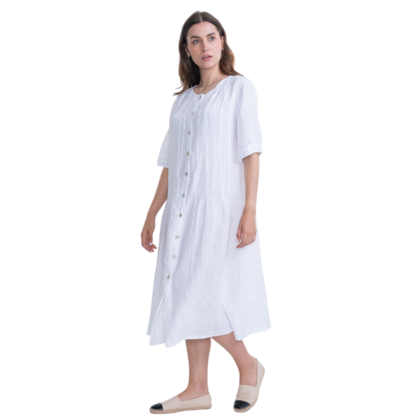 VERA MAY ITALIAN LINEN WHITE DRESS 6077