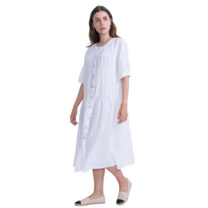 VERA MAY ITALIAN LINEN WHITE DRESS 6077