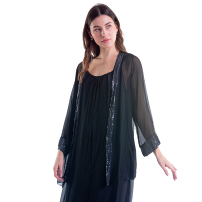 VERA MAY BLACK ITALIAN SILK TOP 6081