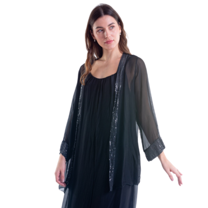VERA MAY BLACK ITALIAN SILK TOP 6081