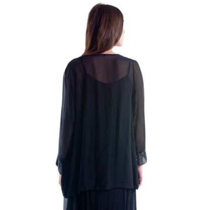 VERA MAY BLACK ITALIAN SILK TOP 6081