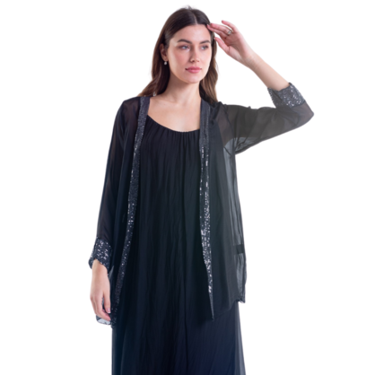VERA MAY BLACK ITALIAN SILK TOP 6081