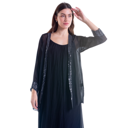 VERA MAY BLACK ITALIAN SILK TOP 6081
