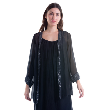 VERA MAY BLACK ITALIAN SILK TOP 6081