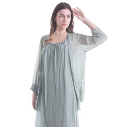 VERA MAY SAGE ITALIAN SILK TOP 6081