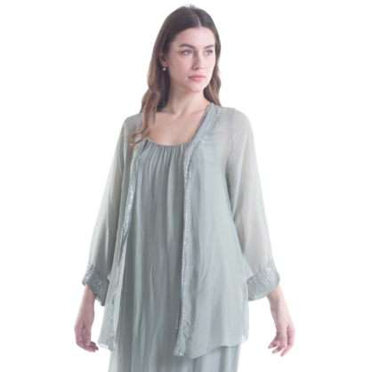 VERA MAY SAGE ITALIAN SILK TOP 6081