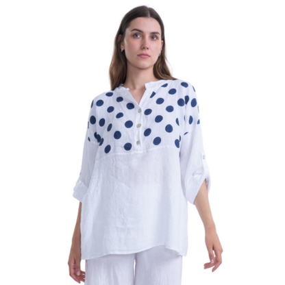 6086 WHITE ITALIAN LINEN TOP