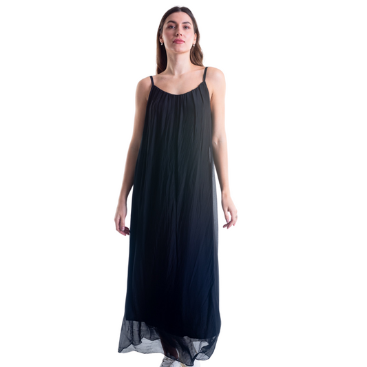 VERA MAY NERO/BLACK ITALIAN SILK DRESS 6094