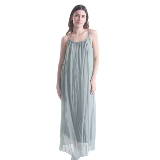 VERA MAY FANGO/TAUPE ITALIAN SILK DRESS 6094