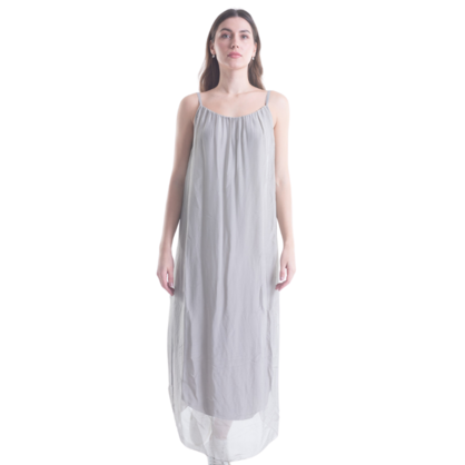 VERA MAY FANGO/TAUPE ITALIAN SILK DRESS 6094