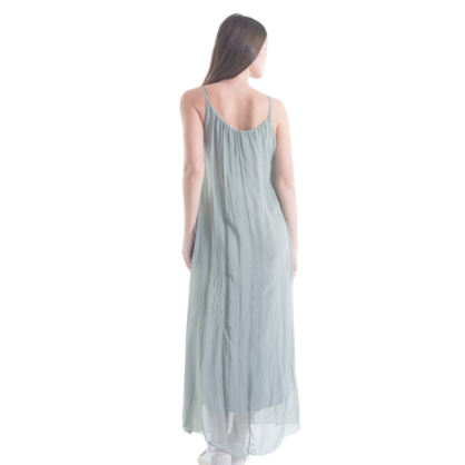 VERA MAY MILITARE/SAGE ITALIAN SILK DRESS 6094