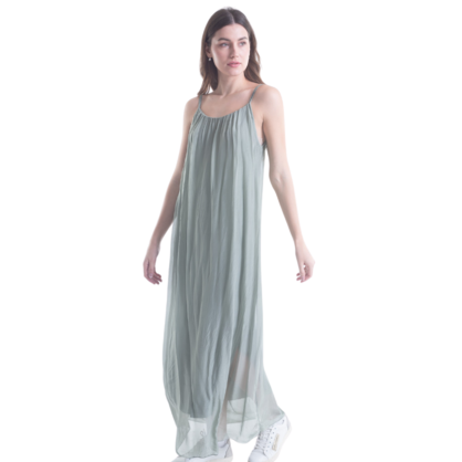 VERA MAY MILITARE/SAGE ITALIAN SILK DRESS 6094