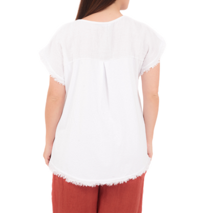 6121 BIANCO ITALIAN LINEN TOP