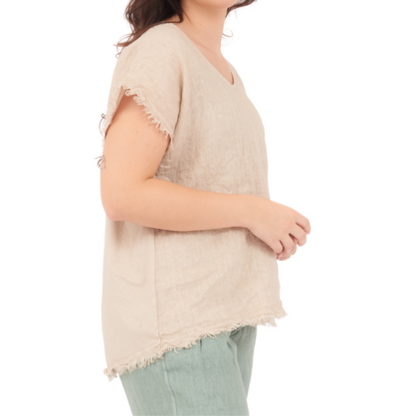 6121 ECRU ITALIAN LINEN TOP