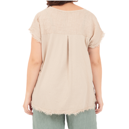 6121 ECRU ITALIAN LINEN TOP