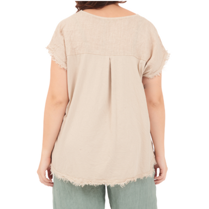 6121 ECRU ITALIAN LINEN TOP
