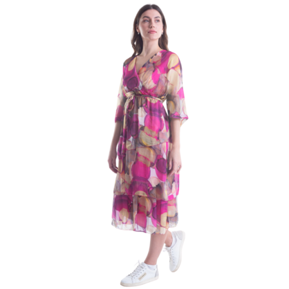VERA MAY PINK ITALIAN SILK DRESS 6171