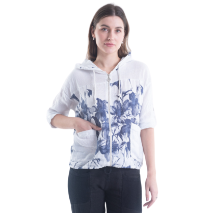 6197 WHITE ITALIAN LINEN TOP