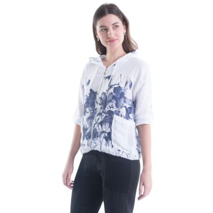 6197 WHITE ITALIAN LINEN TOP
