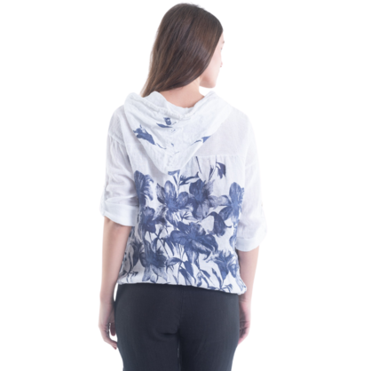 6197 WHITE ITALIAN LINEN TOP
