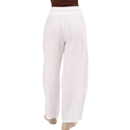 Vera May Italian Linen Bianco Pant 6348