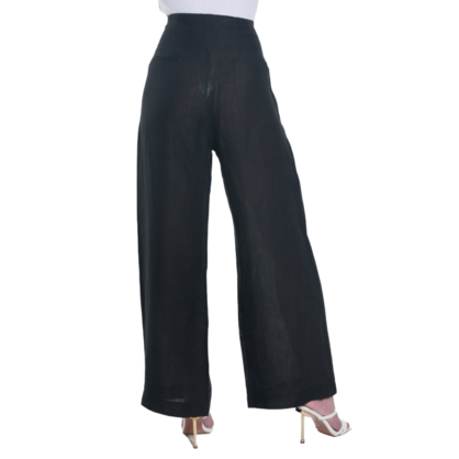 VERA MAY FRENCH LINEN BLACK PANT 6202