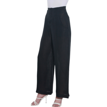 VERA MAY FRENCH LINEN BLACK PANT 6202