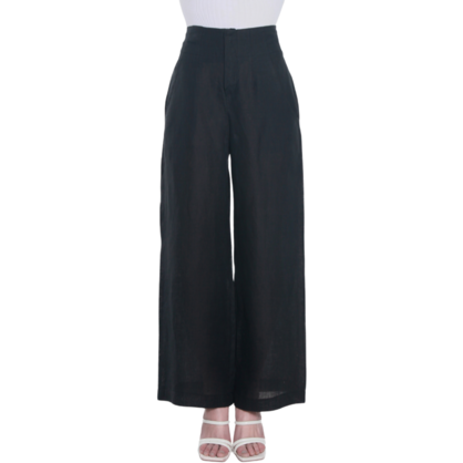 VERA MAY FRENCH LINEN BLACK PANT 6202