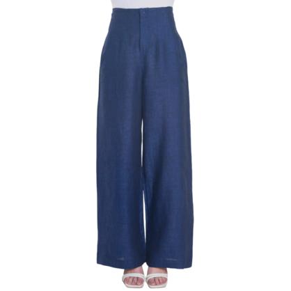 VERA MAY FRENCH LINEN NAVY PANT 6202