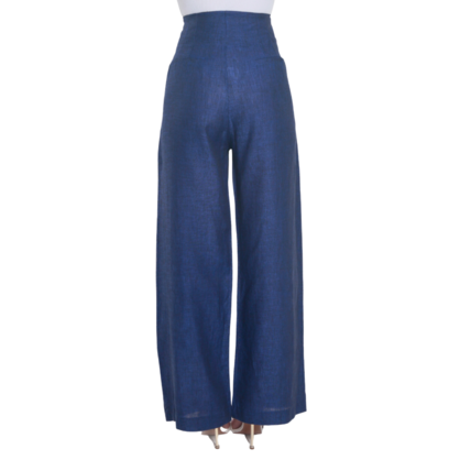VERA MAY FRENCH LINEN NAVY PANT 6202