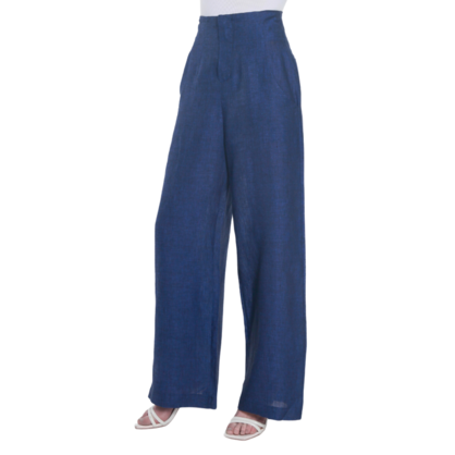 VERA MAY FRENCH LINEN NAVY PANT 6202
