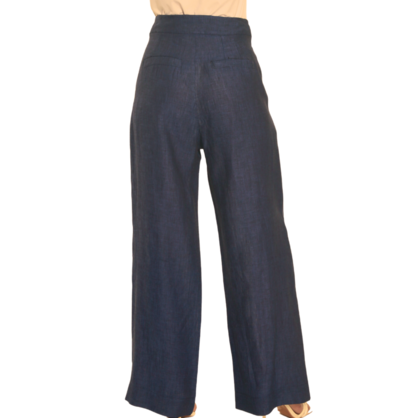VERA MAY FRENCH LINEN BLACK PANT 6203
