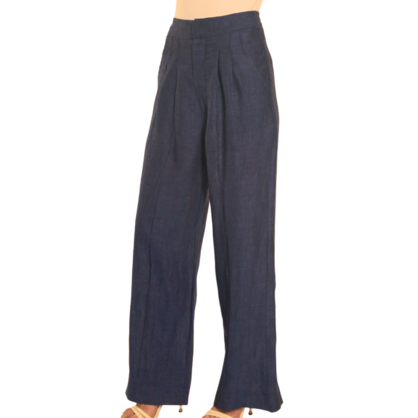 VERA MAY FRENCH LINEN BLACK PANT 6203