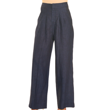 VERA MAY FRENCH LINEN BLACK PANT 6203