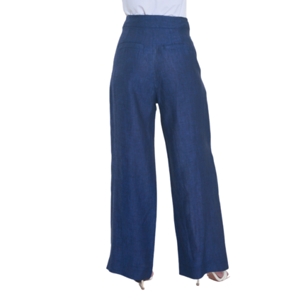 VERA MAY FRENCH LINEN NAVY PANT 6203
