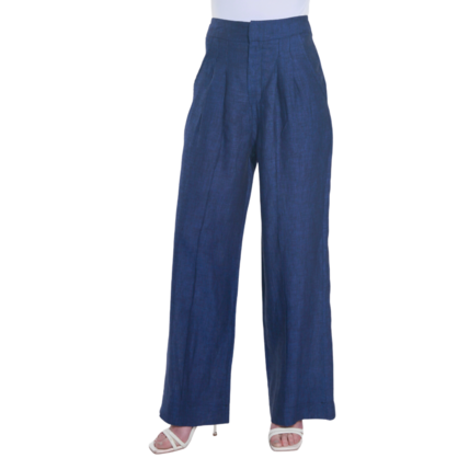 VERA MAY FRENCH LINEN NAVY PANT 6203