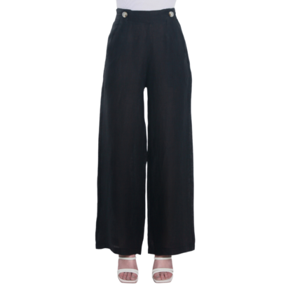 VERA MAY FRENCH LINEN BLACK PANT 6204