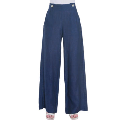 VERA MAY FRENCH LINEN NAVY PANT 6204