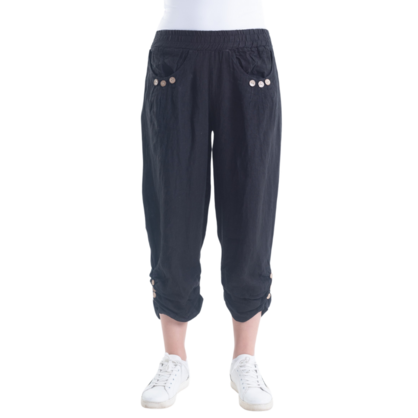 VERA MAY ITALIAN LINEN PANT BLACK 6208