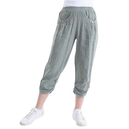 VERA MAY ITALIAN LINEN PANT SAGE 6208