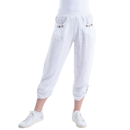 VERA MAY ITALIAN LINEN PANT WHITE 6208