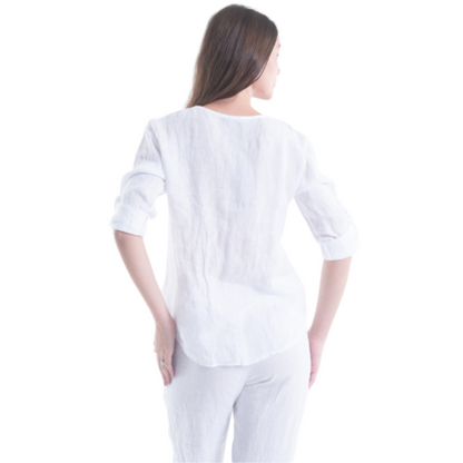 6209 WHITE ITALIAN LINEN TOP