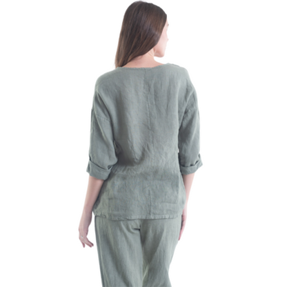 6210 SAGE ITALIAN LINEN TOP