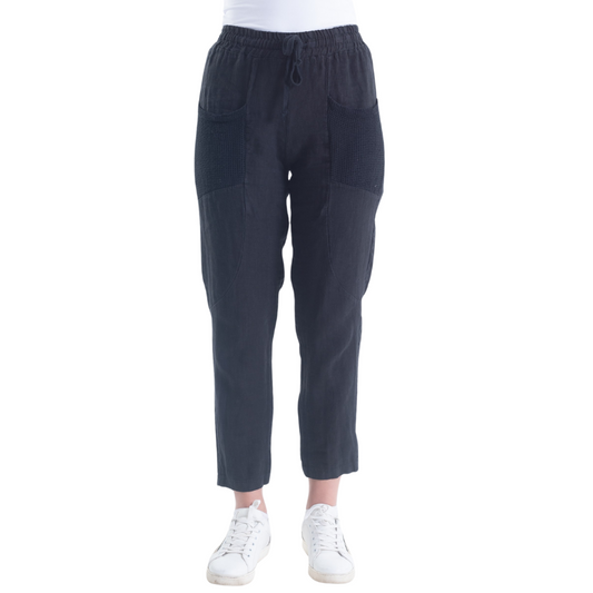 VERA MAY ITALIAN LINEN PANT BLACK 6211