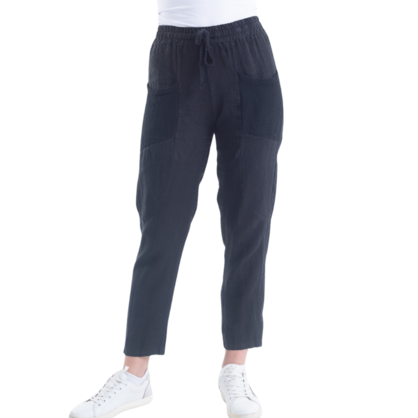 VERA MAY ITALIAN LINEN PANT BLACK 6211