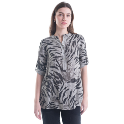 6212 VERA MAY TAUPE ITALIAN LINEN TOP